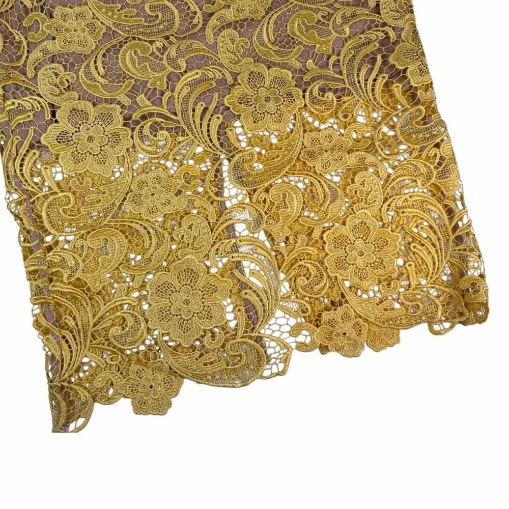 Elegant Yellow Lace Dress - Picture 3 of 11